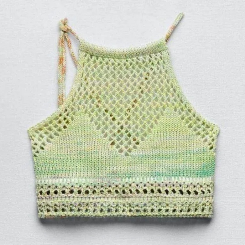 Zara Green Crochet Halter Top